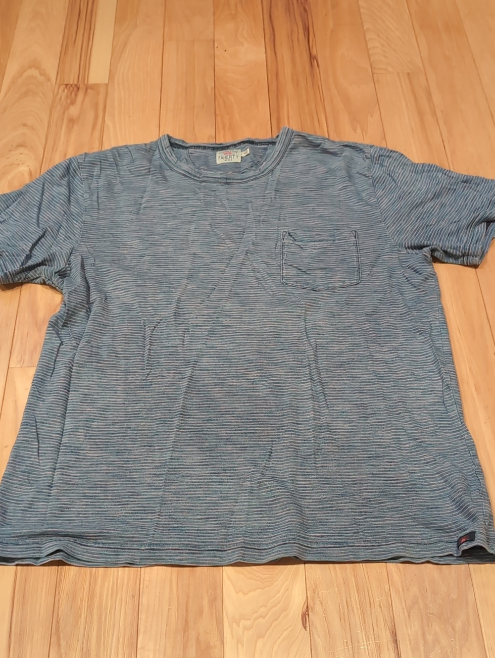 Faherty Blue Striped Pocket Tee - Lightweight Crew